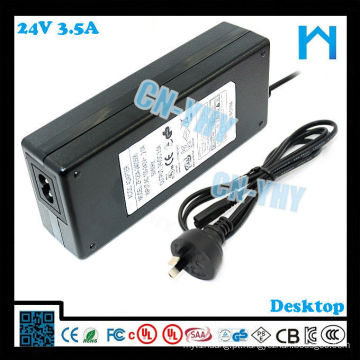 Tipo de desktop adaptador de corrente alternada 84w 24v 3.5a LED CCTV LCD e dispositivos de mesa com CE FCC GS C-tick, UL / CUL